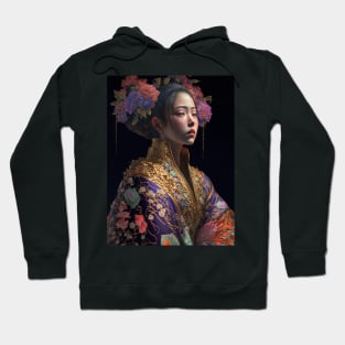 Geisha in floral kimono Hoodie